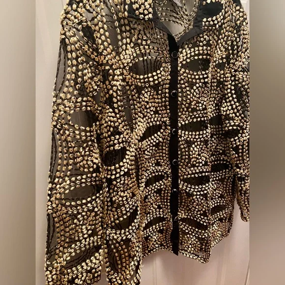 Chico’s Gold & Black Vintage Jacket - Picture 3 of 11